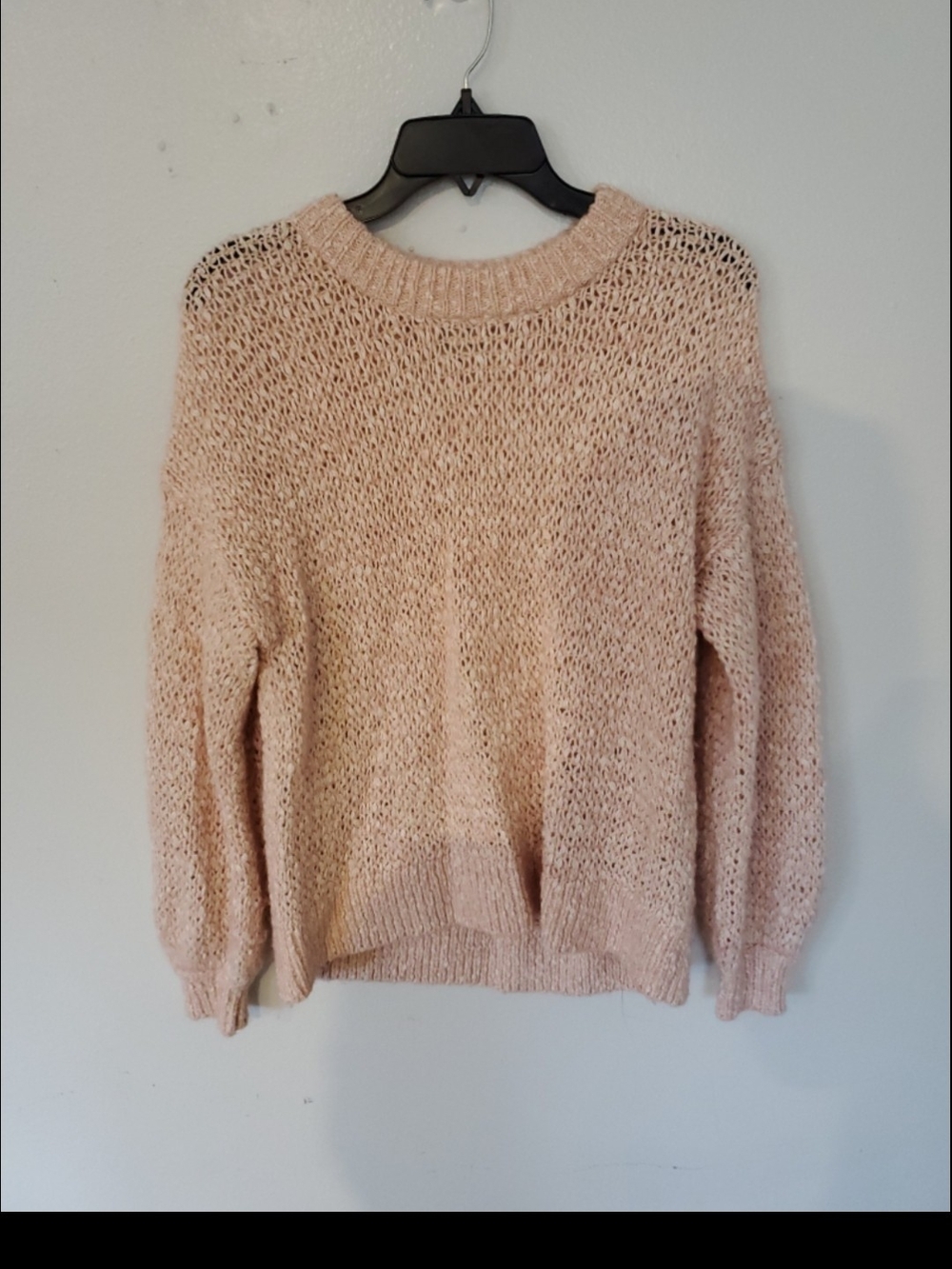 Madewell Open-Knit Crewneck Sweater in Blush